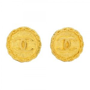 Chanel Coco Mark Circle Earrings, GP Plated Gold for Women